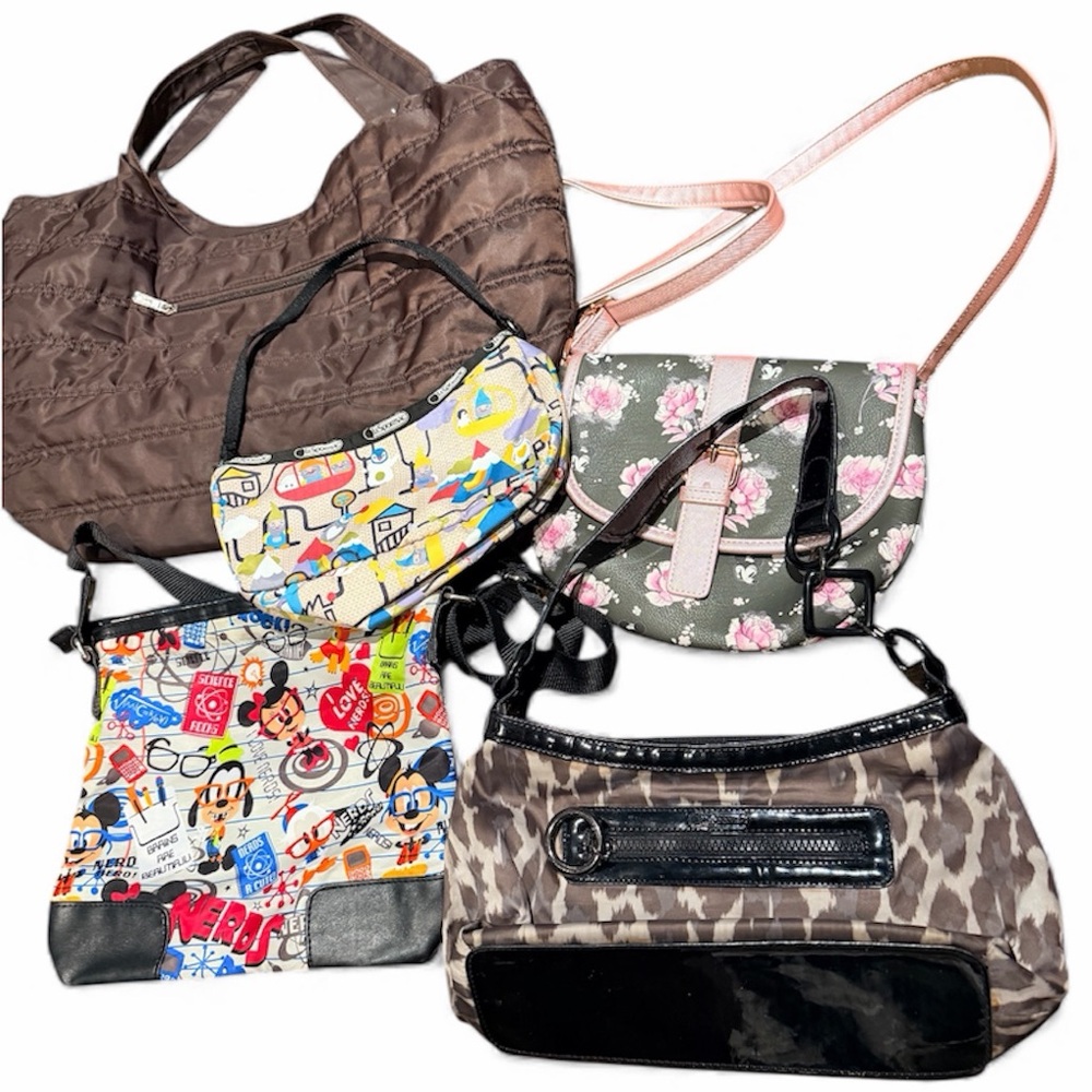 LUG/ DISNEY / LESPORTSAC Nylon Printed Purse Bag LOT BUNDLE X 5 Womens
